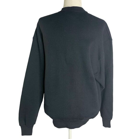 Vintage Sequin Pullover Crewneck Sweatshirt L Black Fleece Autumn Leaves Fall - Picture 4 of 6